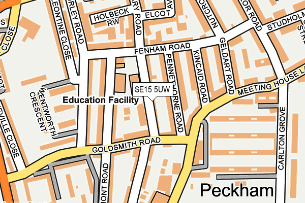 SE15 5UW map - OS OpenMap – Local (Ordnance Survey)
