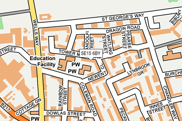 SE15 6BY map - OS OpenMap – Local (Ordnance Survey) SE15 6BY map - OS OpenMap – Local (Ordnance Survey)