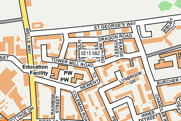 SE15 6BZ map - OS OpenMap – Local (Ordnance Survey) SE15 6BZ map - OS OpenMap – Local (Ordnance Survey)