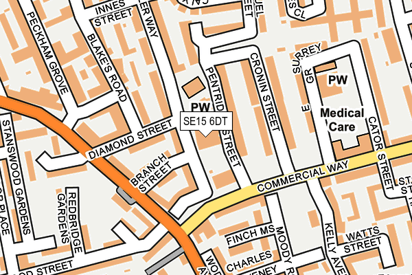 SE15 6DT map - OS OpenMap – Local (Ordnance Survey) SE15 6DT map - OS OpenMap – Local (Ordnance Survey)