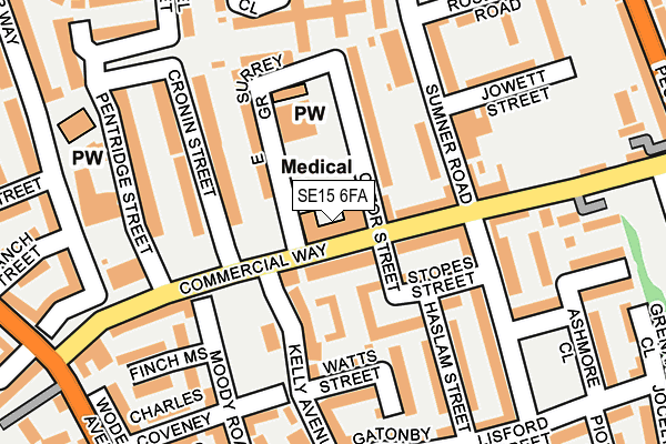 SE15 6FA map - OS OpenMap – Local (Ordnance Survey) SE15 6FA map - OS OpenMap – Local (Ordnance Survey)