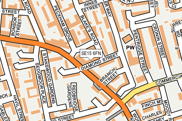 SE15 6FN map - OS OpenMap – Local (Ordnance Survey) SE15 6FN map - OS OpenMap – Local (Ordnance Survey)