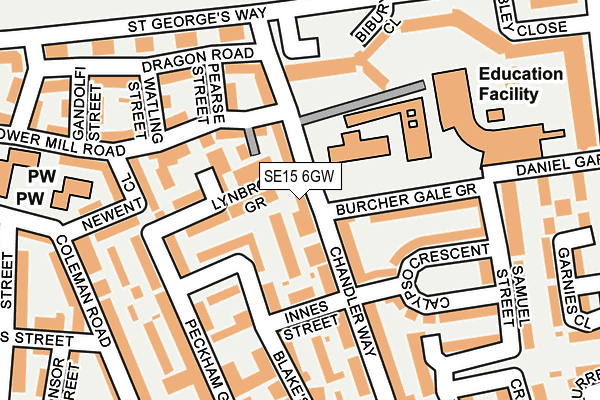 SE15 6GW map - OS OpenMap – Local (Ordnance Survey) SE15 6GW map - OS OpenMap – Local (Ordnance Survey)