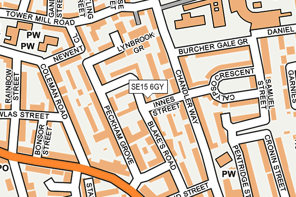 SE15 6GY map - OS OpenMap – Local (Ordnance Survey) SE15 6GY map - OS OpenMap – Local (Ordnance Survey)