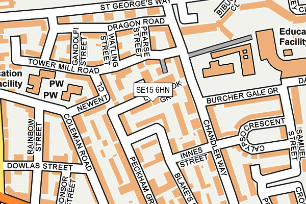 SE15 6HN map - OS OpenMap – Local (Ordnance Survey) SE15 6HN map - OS OpenMap – Local (Ordnance Survey)