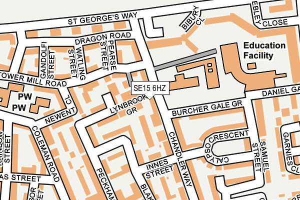 SE15 6HZ map - OS OpenMap – Local (Ordnance Survey) SE15 6HZ map - OS OpenMap – Local (Ordnance Survey)
