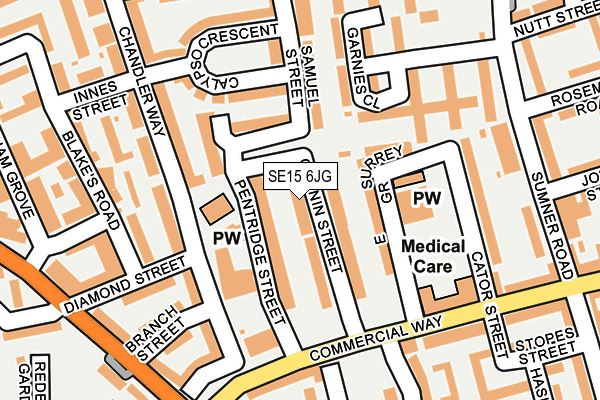 SE15 6JG map - OS OpenMap – Local (Ordnance Survey) SE15 6JG map - OS OpenMap – Local (Ordnance Survey)