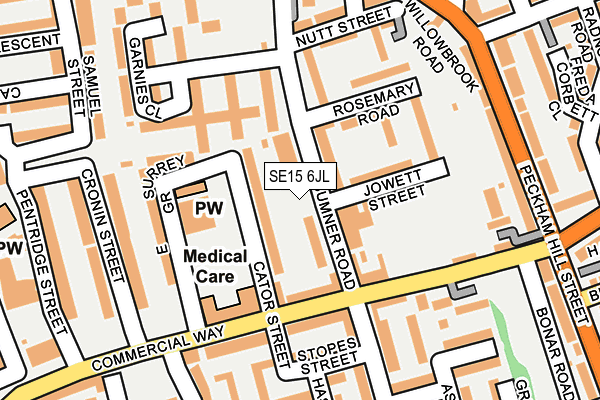 SE15 6JL map - OS OpenMap – Local (Ordnance Survey) SE15 6JL map - OS OpenMap – Local (Ordnance Survey)