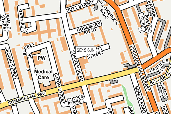 SE15 6JN map - OS OpenMap – Local (Ordnance Survey)