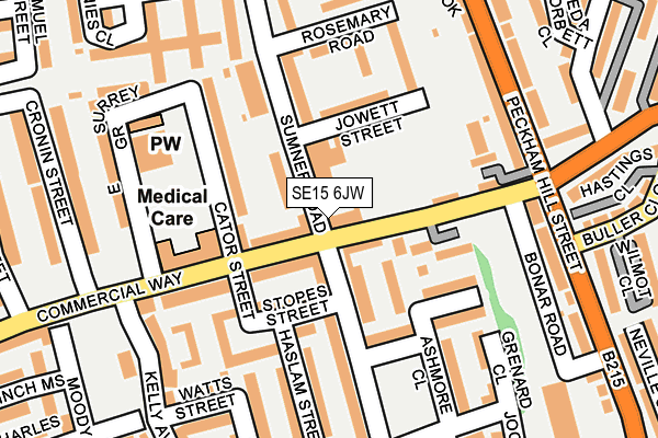 SE15 6JW map - OS OpenMap – Local (Ordnance Survey) SE15 6JW map - OS OpenMap – Local (Ordnance Survey)