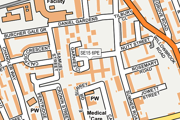 SE15 6PE map - OS OpenMap – Local (Ordnance Survey) SE15 6PE map - OS OpenMap – Local (Ordnance Survey)
