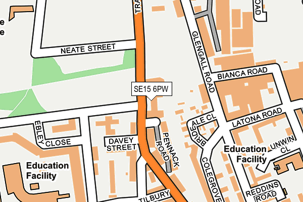SE15 6PW map - OS OpenMap – Local (Ordnance Survey) SE15 6PW map - OS OpenMap – Local (Ordnance Survey)