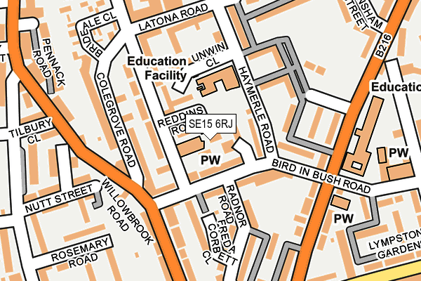 SE15 6RJ map - OS OpenMap – Local (Ordnance Survey)