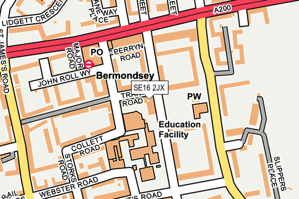 SE16 2JX map - OS OpenMap – Local (Ordnance Survey)