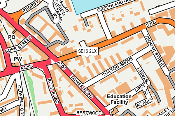 SE16 2LX map - OS OpenMap – Local (Ordnance Survey) SE16 2LX map - OS OpenMap – Local (Ordnance Survey)