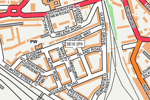 SE16 2PX map - OS OpenMap – Local (Ordnance Survey) SE16 2PX map - OS OpenMap – Local (Ordnance Survey)