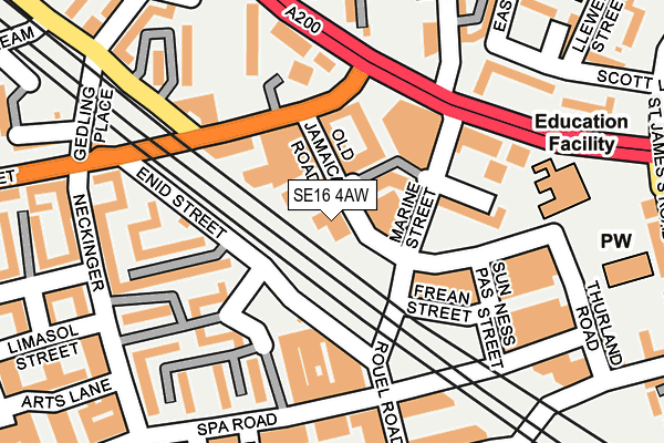 SE16 4AW map - OS OpenMap – Local (Ordnance Survey) SE16 4AW map - OS OpenMap – Local (Ordnance Survey)