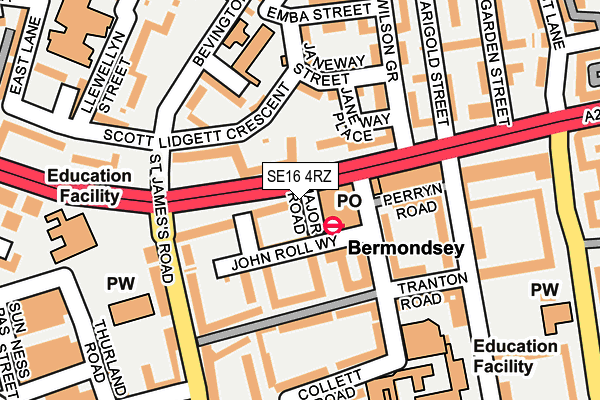 SE16 4RZ map - OS OpenMap – Local (Ordnance Survey) SE16 4RZ map - OS OpenMap – Local (Ordnance Survey)