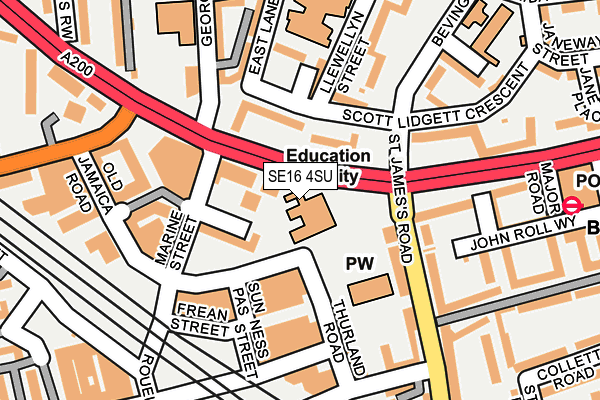SE16 4SU map - OS OpenMap – Local (Ordnance Survey) SE16 4SU map - OS OpenMap – Local (Ordnance Survey)