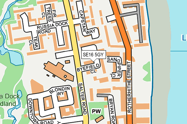 SE16 5GY map - OS OpenMap – Local (Ordnance Survey) SE16 5GY map - OS OpenMap – Local (Ordnance Survey)