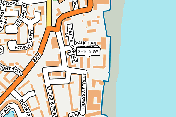 SE16 5UW map - OS OpenMap – Local (Ordnance Survey) SE16 5UW map - OS OpenMap – Local (Ordnance Survey)