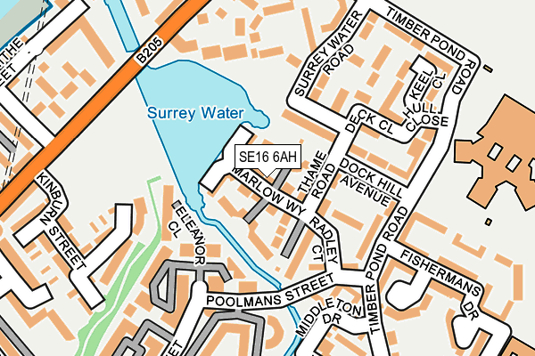 SE16 6AH map - OS OpenMap – Local (Ordnance Survey)