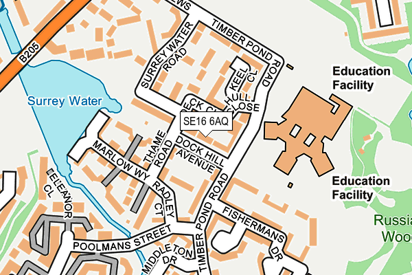 SE16 6AQ map - OS OpenMap – Local (Ordnance Survey)