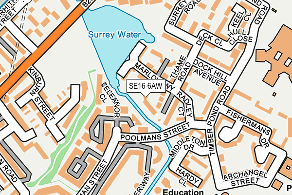 SE16 6AW map - OS OpenMap – Local (Ordnance Survey)