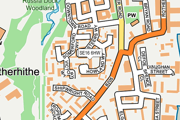 SE16 6HW map - OS OpenMap – Local (Ordnance Survey) SE16 6HW map - OS OpenMap – Local (Ordnance Survey)