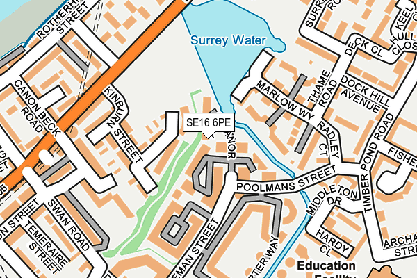 SE16 6PE map - OS OpenMap – Local (Ordnance Survey)