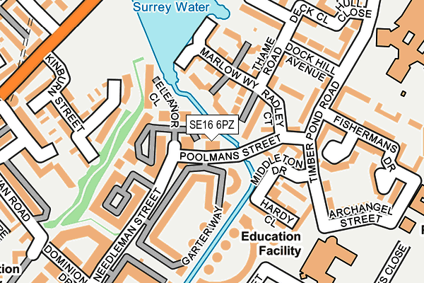 SE16 6PZ map - OS OpenMap – Local (Ordnance Survey)