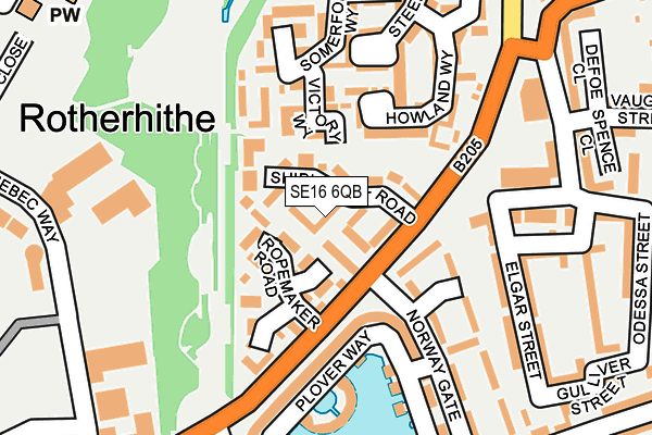 SE16 6QB map - OS OpenMap – Local (Ordnance Survey)
