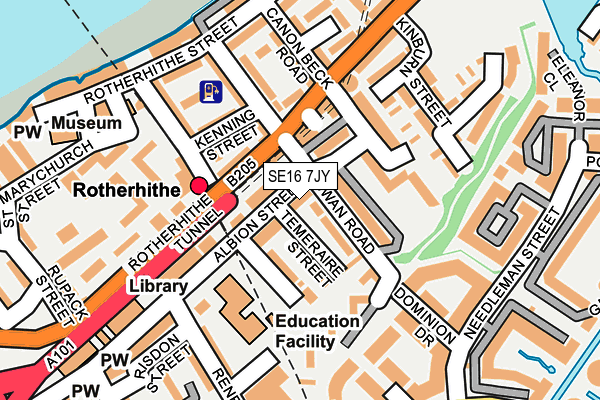 SE16 7JY map - OS OpenMap – Local (Ordnance Survey)