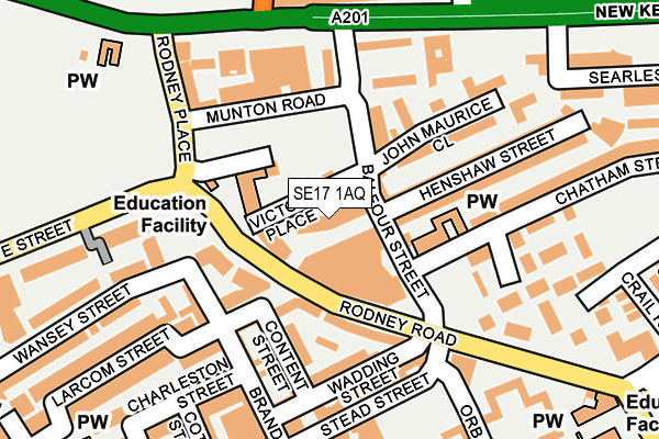 SE17 1AQ map - OS OpenMap – Local (Ordnance Survey)
