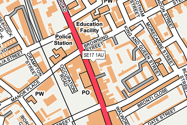 SE17 1AU map - OS OpenMap – Local (Ordnance Survey) SE17 1AU map - OS OpenMap – Local (Ordnance Survey)
