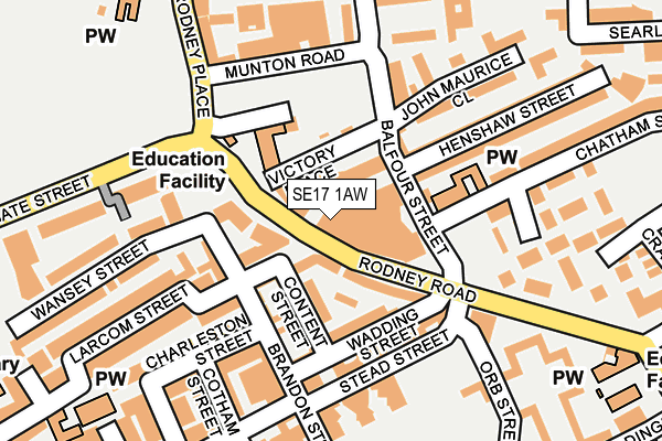 SE17 1AW map - OS OpenMap – Local (Ordnance Survey) SE17 1AW map - OS OpenMap – Local (Ordnance Survey)
