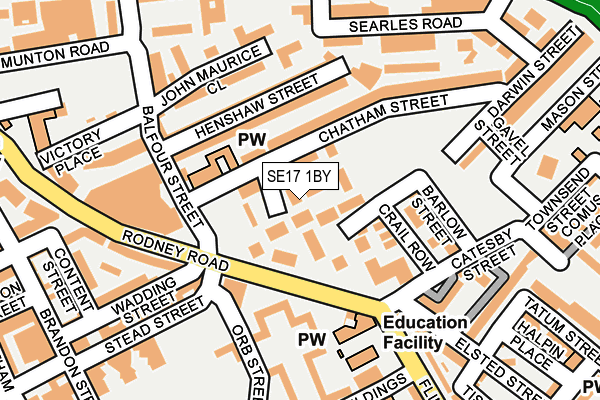 SE17 1BY map - OS OpenMap – Local (Ordnance Survey) SE17 1BY map - OS OpenMap – Local (Ordnance Survey)