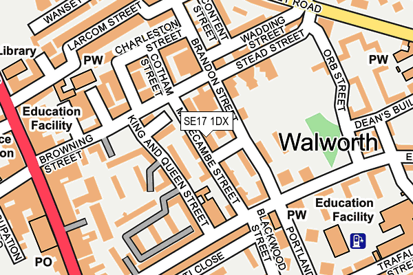 SE17 1DX map - OS OpenMap – Local (Ordnance Survey) SE17 1DX map - OS OpenMap – Local (Ordnance Survey)