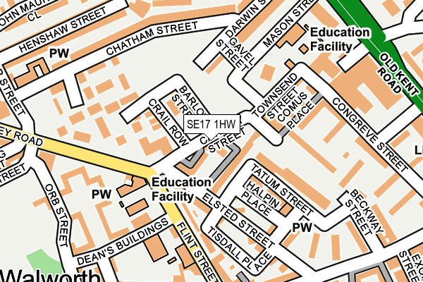 SE17 1HW map - OS OpenMap – Local (Ordnance Survey) SE17 1HW map - OS OpenMap – Local (Ordnance Survey)