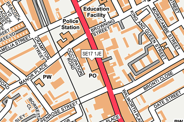 SE17 1JE map - OS OpenMap – Local (Ordnance Survey) SE17 1JE map - OS OpenMap – Local (Ordnance Survey)