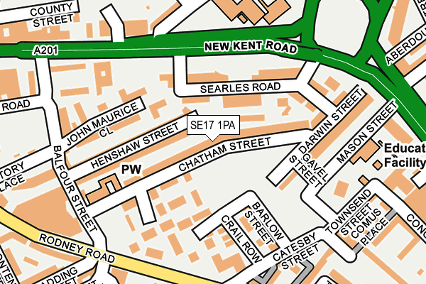 SE17 1PA map - OS OpenMap – Local (Ordnance Survey) SE17 1PA map - OS OpenMap – Local (Ordnance Survey)