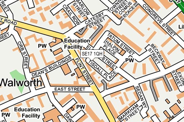 SE17 1QH map - OS OpenMap – Local (Ordnance Survey) SE17 1QH map - OS OpenMap – Local (Ordnance Survey)