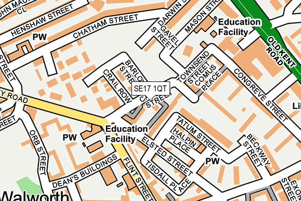 SE17 1QT map - OS OpenMap – Local (Ordnance Survey) SE17 1QT map - OS OpenMap – Local (Ordnance Survey)