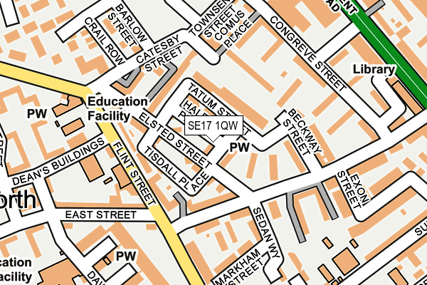 SE17 1QW map - OS OpenMap – Local (Ordnance Survey) SE17 1QW map - OS OpenMap – Local (Ordnance Survey)