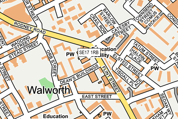 SE17 1RB map - OS OpenMap – Local (Ordnance Survey) SE17 1RB map - OS OpenMap – Local (Ordnance Survey)
