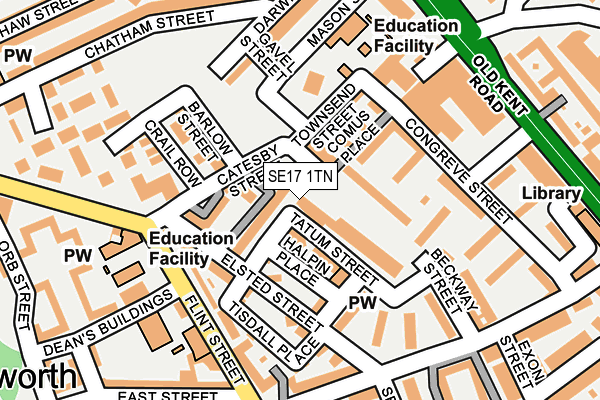 SE17 1TN map - OS OpenMap – Local (Ordnance Survey) SE17 1TN map - OS OpenMap – Local (Ordnance Survey)