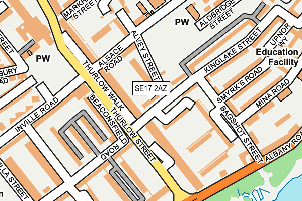 SE17 2AZ map - OS OpenMap – Local (Ordnance Survey) SE17 2AZ map - OS OpenMap – Local (Ordnance Survey)