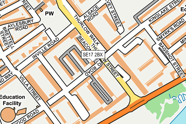 SE17 2BX map - OS OpenMap – Local (Ordnance Survey) SE17 2BX map - OS OpenMap – Local (Ordnance Survey)