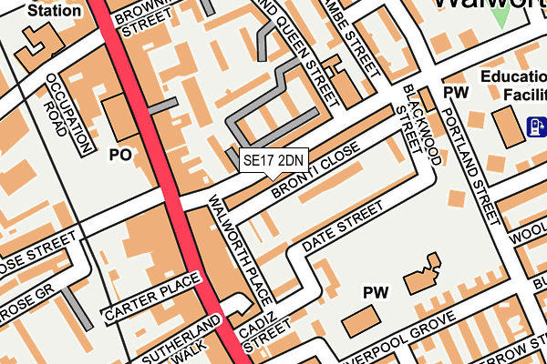 SE17 2DN map - OS OpenMap – Local (Ordnance Survey) SE17 2DN map - OS OpenMap – Local (Ordnance Survey)