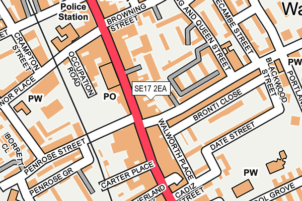 SE17 2EA map - OS OpenMap – Local (Ordnance Survey) SE17 2EA map - OS OpenMap – Local (Ordnance Survey)